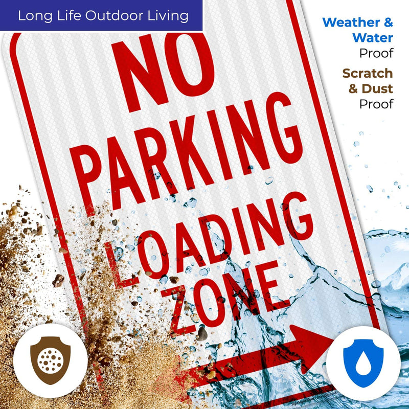 No Parking Loading Zone Bidirectional Arrow Sign, 12x18 Inches, 3M EGP Reflective .063 Aluminum, Fade Resistant, Made in USA 12x18 Reflective
