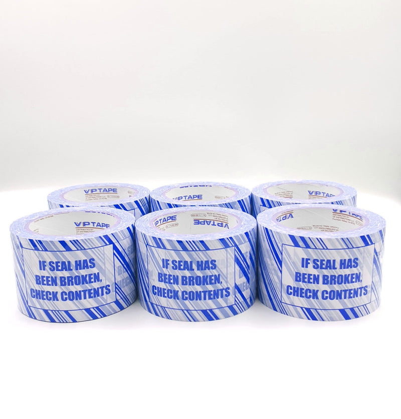 VP Printed Security Packing Tape, 3Inch x 110 Yards, Thickness 2.0 Mil,6 Rolls., blue &white (3s) 6