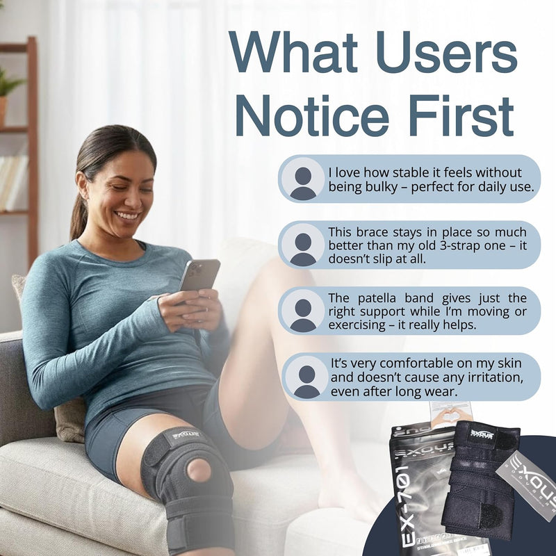 [Australia - AusPower] - Knee Brace Meniscus Tear Support For Arthritis Acl, Mcl Pain Patented 4-way Adjustable NonSlip Wraparound Strap Dual Side Stabilizer For Patella Stability Size [medium] 