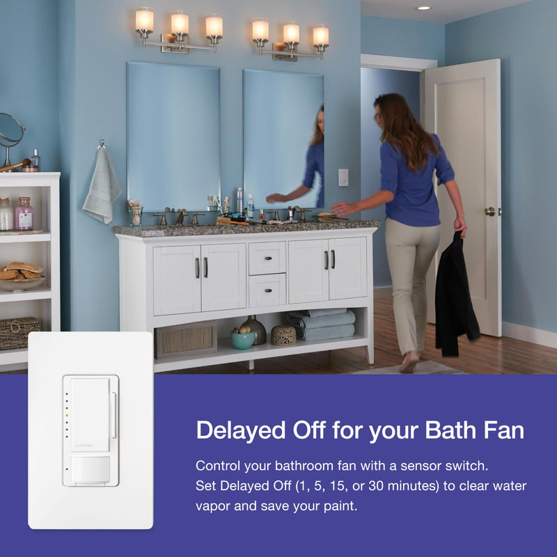 Lutron Maestro LED+ Motion Sensor/Dimmer Switch | 150W LED | Single Pole/Multi-Location | MSCL-OP153M-SW | Snow 1 Pack