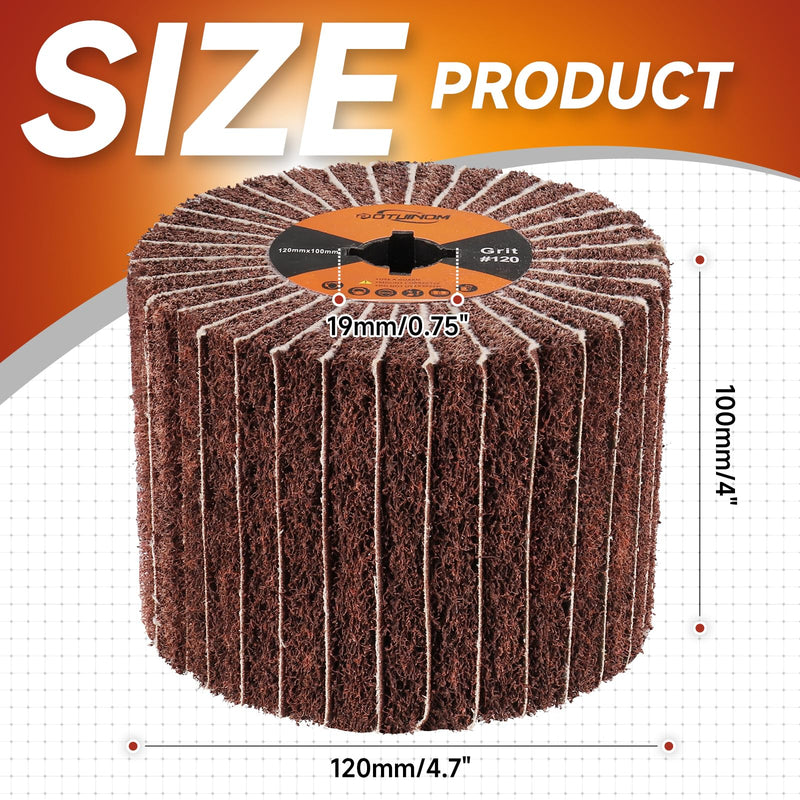 [Australia - AusPower] - Non-Woven Wheel Surface Conditioning Tool, 120 Grit 120 x 100 x 19 mm Abrasive Drawing Polishing Wheel with Sandpaper for Wood Metal Burnishing Wheel 4.7"x 4" 120 grit with sandpaper 
