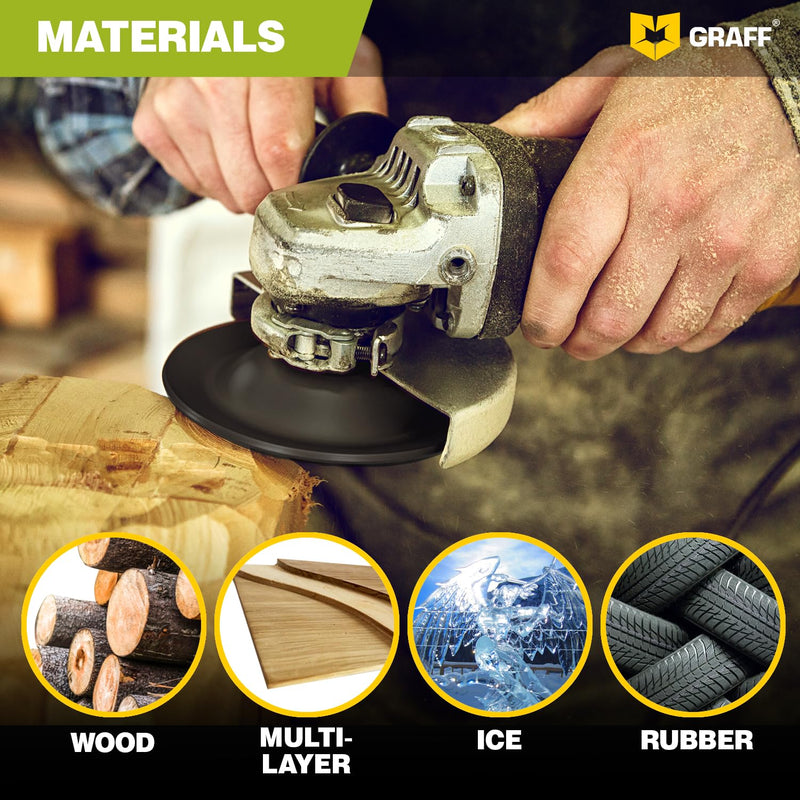 [Australia - AusPower] - GRAFF Premium Wood Carving Disc 4 1/2 Inch for Angle Grinder – Set Shaping and Grinding Wheel for Wood, Softwood, Hardwood – Woodworking Angle Grinder Attachment with 7/8" – 5/8" Arbor Ø 4 ½ Inch Set Carving Blade 