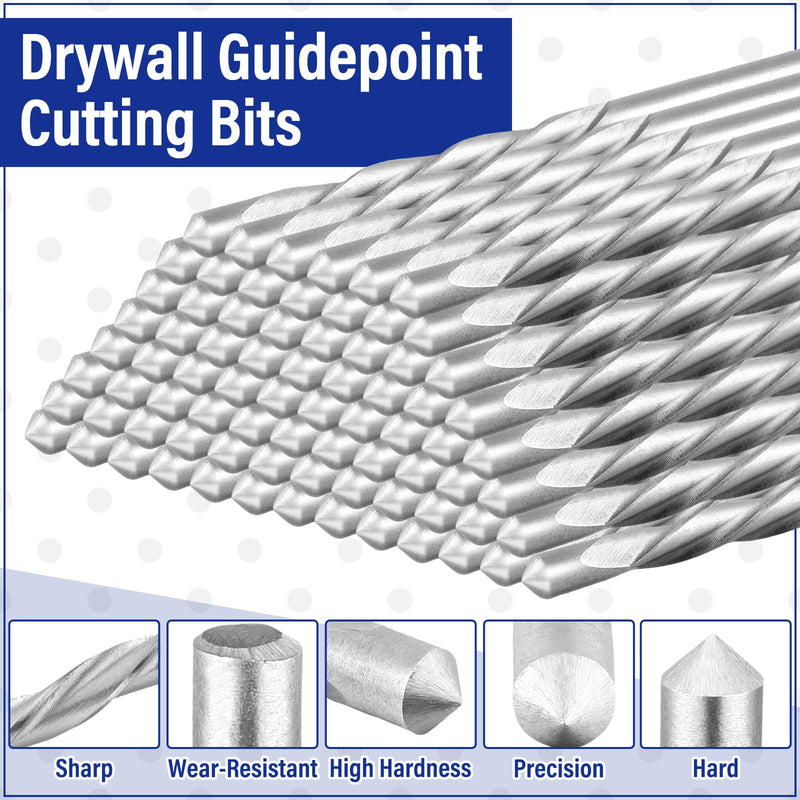 50 Pcs Drywall Bit Drywall Guide Point Cutting Bits Diameter Drywall Router Bits Drywall Tools, Cutting Drywall, for Use with Spiral Saw (1/8") 1/8 in 50