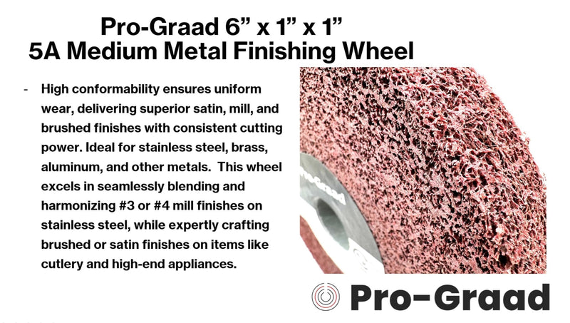 [Australia - AusPower] - Metal Finishing Wheel – 6” x 1” x 1” 5A Medium Grit – Aluminum Oxide – Maroon Metal Finish Convolute Wheel – for #3 & #4, Brush, Satin and Mill Finishes – Pack of 1 6" x 1" x 1" 