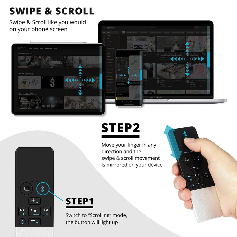 [Australia - AusPower] - TNP Bluetooth Remote Control for iPad iPhone - Trackpad Media Presenter for iOS Mac Android Tablet PC - Wireless Camera Shutter, Media Button, Presentation Clicker, iPad Air Pro, MacBook Pro Mini M1 