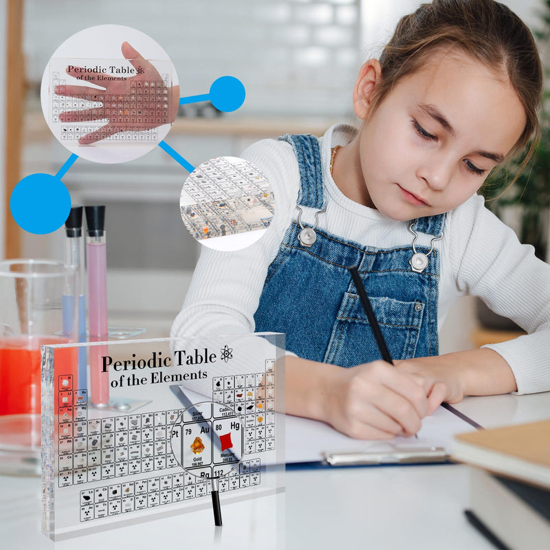 [Australia - AusPower] - Periodic Table with Real Elements Inside - 83 Kinds of Real Elements & Acrylic Display Stand, for Science Lovers, Students Chemistry Chart Tools, Gifts and Crafts Decoration (5.9" x 4.5") 5.9" x 4.5" 
