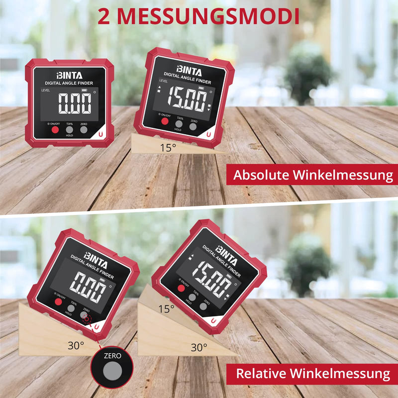[Australia - AusPower] - BINTA Digital Protractor Inclinometer Laser Spirit Level with LCD Display, Rechargeable IP54 Waterproof Magnetic Levelling Box Level Box for Woodworking, Construction, Decoration, DIY 