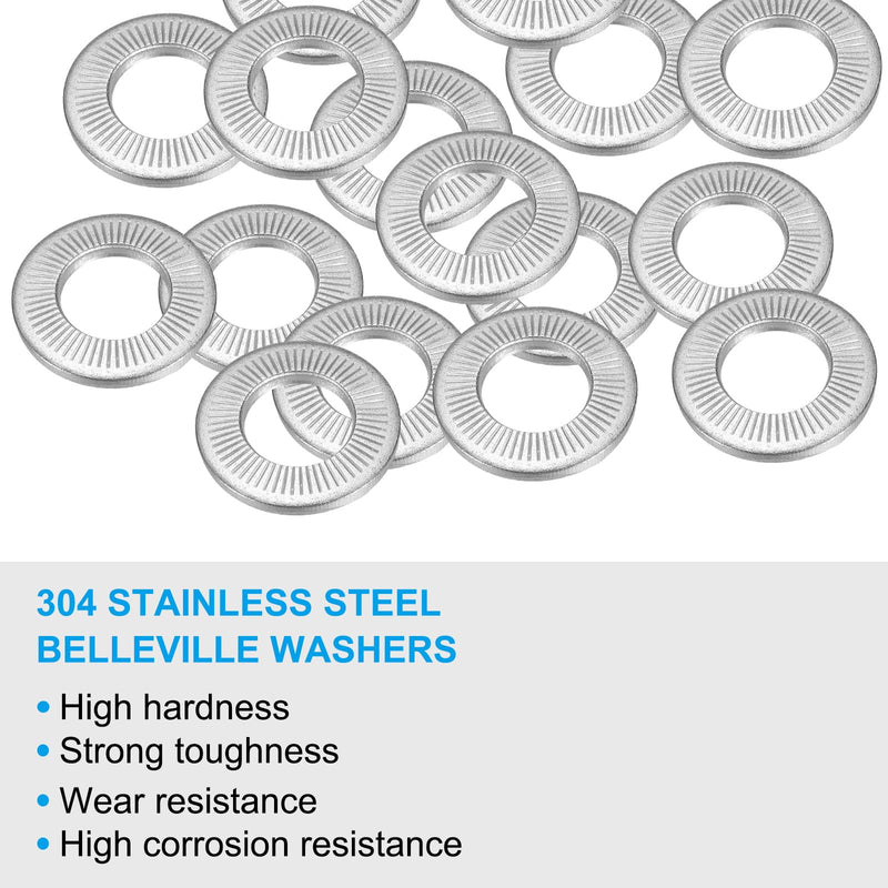 [Australia - AusPower] - PATIKIL 304 Stainless Steel Flat Washers, 10 Pack M16x32mm Belleville Spring Disc Washer Conical Knurled Metric Gasket for Automotive Industrial Construction 