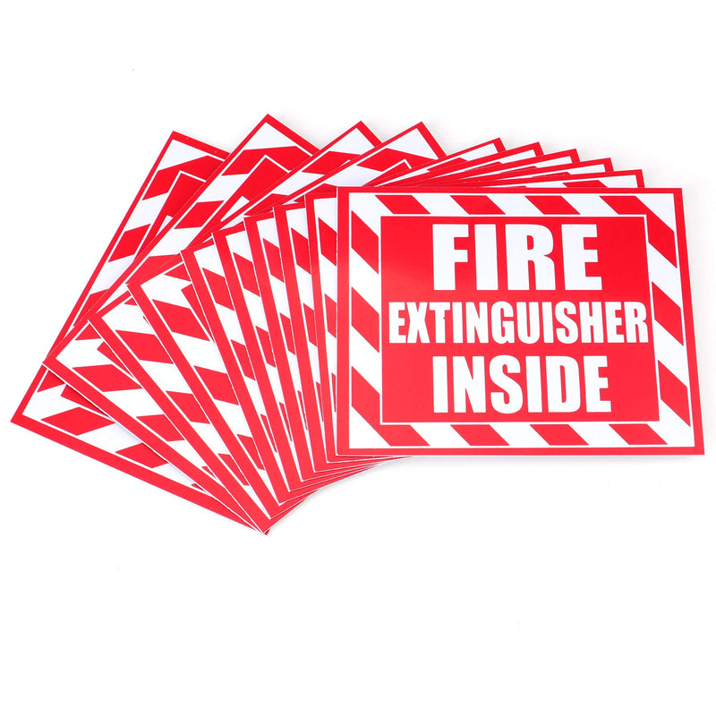 Fasmov 10 Pack Fire Extinguisher Inside Sticker Self -5" x 4" Red on White - NewNest Australia
