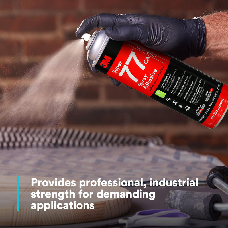 3M Super 77 Multipurpose Permanent Spray Adhesive Glue, Low VOC, Paper, Cardboard, Fabric, Plastic, Metal, Wood, Net Wt 18 oz Super 77 - Low VOC
