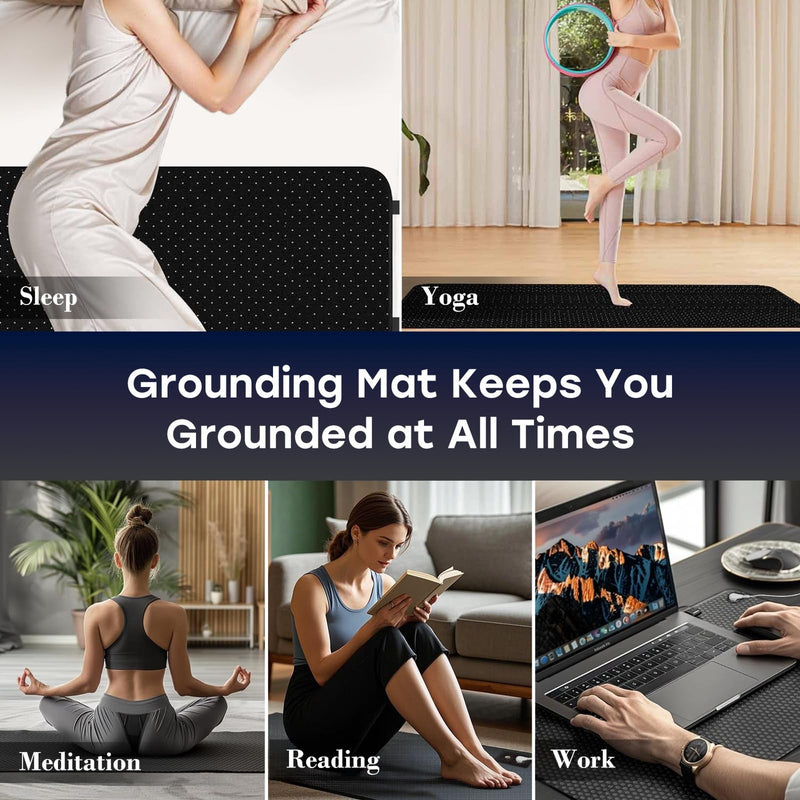 [Australia - AusPower] - Grounding Mat for Bed, Grounding Mattress Cover Pads for Better Sleep, Pain Relief & Wellness Support, Earth Connected Therapy. (King,27x76in) King,27x76in 