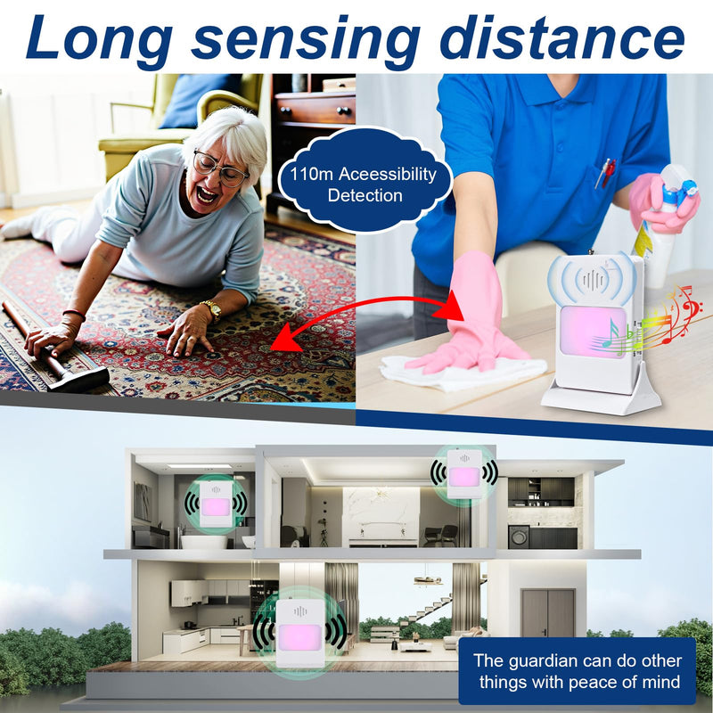 [Australia - AusPower] - Bed Sensor Pad & Pager for Elderly Dementia Patients Caregiver Bed Alarm with 32" x 13" Motion Sensor Pad Fall Prevention for Elderly (Bed Pad) Bed Pad 