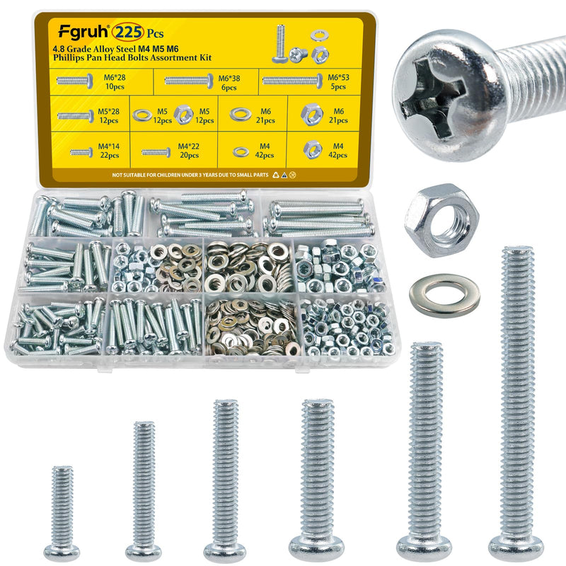 [Australia - AusPower] - 260PCS SAE 1/4-20, 5/16-18, 3/8-16 Hex Bolts Assortment Kit & 225PCS Metric M4 M5 M6 Machine Screws Assortment Kit Silver 