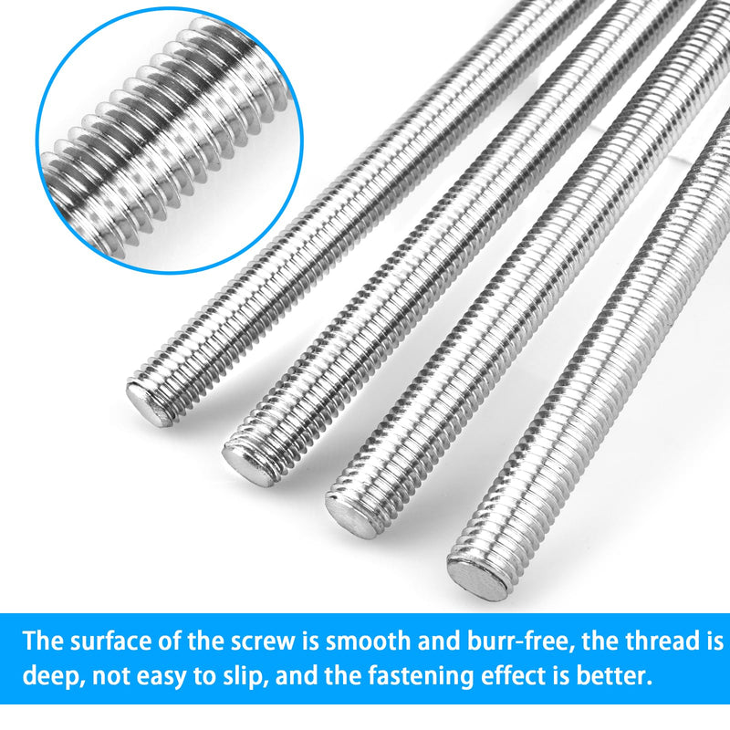 [Australia - AusPower] - 4pcs M10 x 250mm Fully Threaded Rod, M10-1.5mm Thread Pitch, 304 Stainless Steel Long Threaded Screw, Right Hand Threads (M10 x 250mm) 