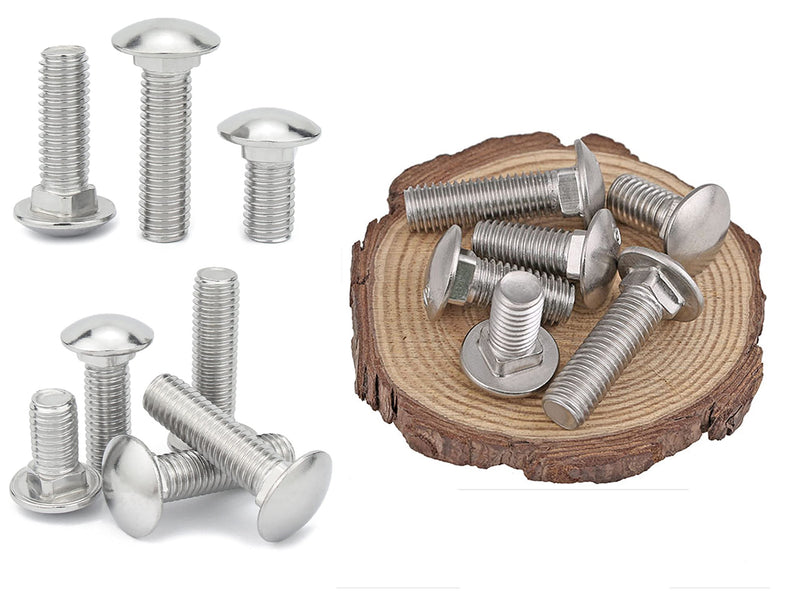 [Australia - AusPower] - LBY 10 Sets 1/4-20 x 2" Carriage Bolts Screws Round Head Square Neck and Hex Nuts & Flat Washers, Carbon Steel (Zinc Plated), Silvery 1/4-20 x 2" 