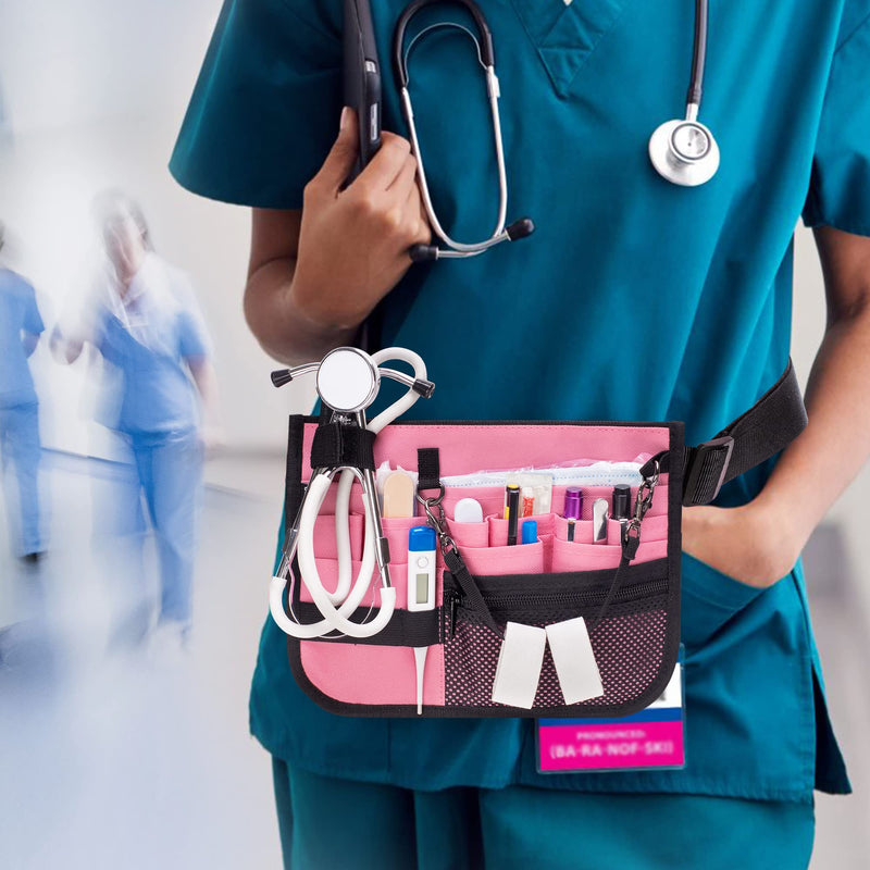 [Australia - AusPower] - Damero Nurse Fanny Pack, Nurse Waist Bag with Tape Holder, Nurse Tool Belt for Stethoscopes, Bandage Scissors and Other Medical Supplies, Pink 