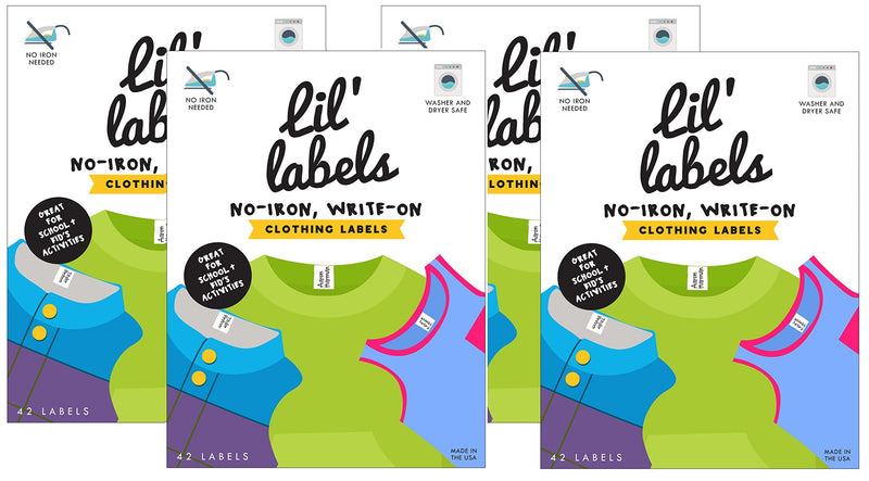 [Australia - AusPower] - Clothing Labels, Write On Name, No Iron, Washer and Dryer Safe, Kids Label for Daycare and School, Made in USA (Set of 4) Standard Set of 4 