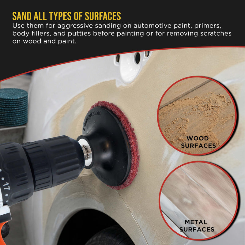 Dura-Gold 3" Diameter Surface Conditioning Discs Maroon Medium Sanding Grit (Box of 25) - R-Type Quick Change Connection Rust and Paint Removal Removes Oxidation and Scale