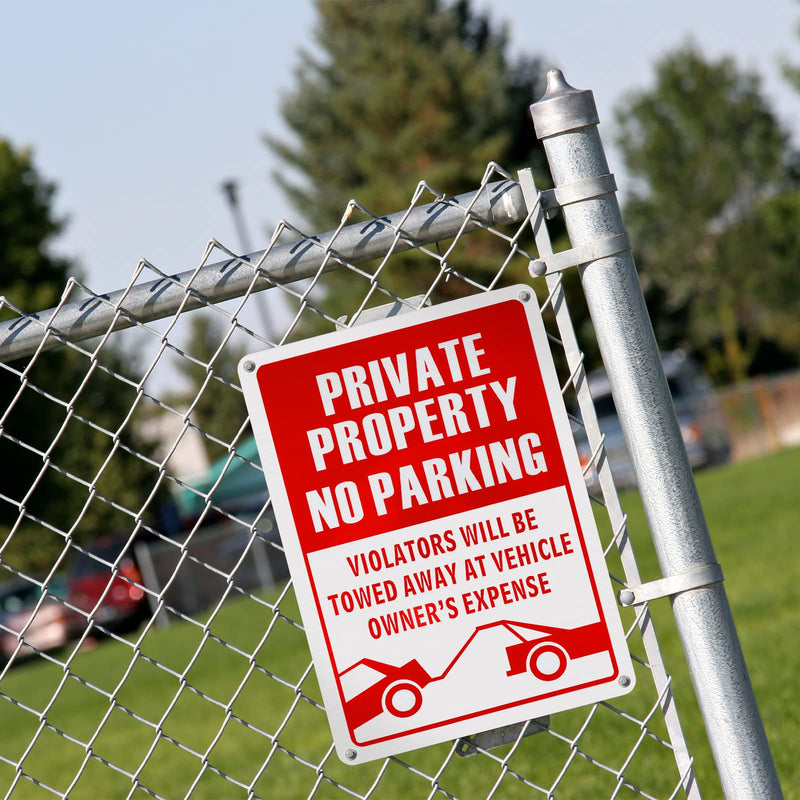 Lounsweer 8 Pcs No Parking Sign 14 x 10 Inch Metal Reflective Private Property Sign Violators Will Be Towed Rust Free Aluminum, UV Protected, Weather Resistant, Waterproof, Durable Ink, Easy to Mount