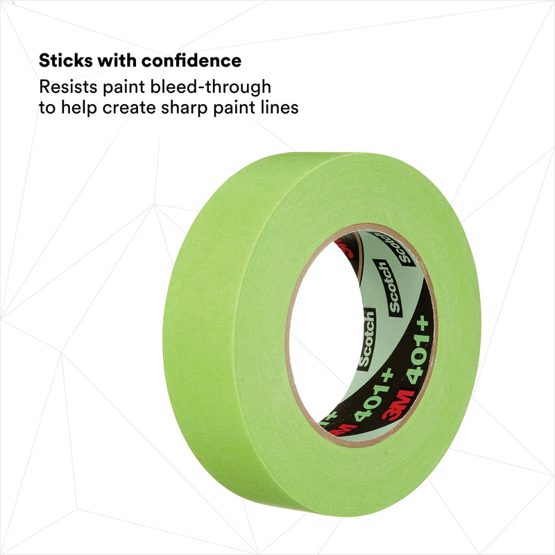 3M 401+ 2" x 60yd High Performance Masking Tape - 2" x 60 Yards Roll, Crepe Paper, Green 60.0 Yards 2.0 Inches 1