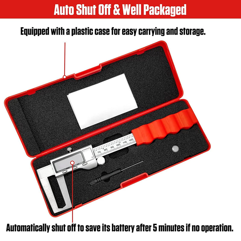 [Australia - AusPower] - Disc Brake Rotor Micrometer, 6 Inch Brake Rotor Caliper Measuring Tool of Inch and Millimeter Conversion Stainless Steel Electronic Vernier Caliper Auto-Off Feature Electronic Gauge with LCD Screen 