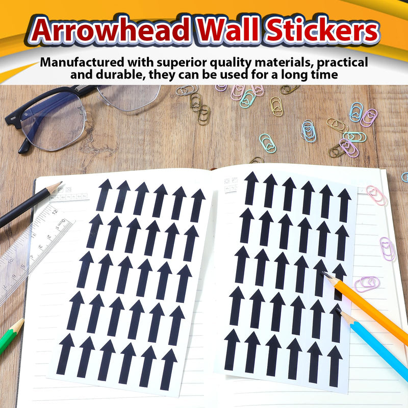 300PCS Arrow Stickers,Shimmeroo Small Arrow Stickers Coding Sign Decal for Flow Direction Inspection Defect Marking - 1.2x0.5inch,Black