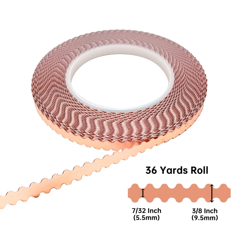 ARTIMUSES Double Edged Scalloped Copper Foil Tape for Stained Glass, DIY Handicrafts, Crafting (Small Scalloped) small scalloped