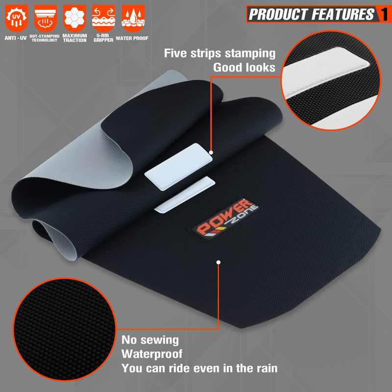 [Australia - AusPower] - Universal Dirt Bike Seat Cover Soft Non-Slip Gripper White Stripe Seat Covers for Motorcycle Black 