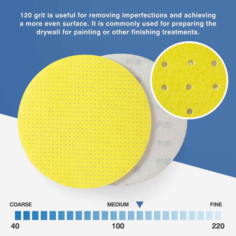 [Australia - AusPower] - Selead Sandpaper 225 mm Velcro Durable Sanding Pads Pack of 25 Grit 120 Sanding Discs Perforated Sanding Sheets Round for Drywall Sanders Sanding Giraffe Ceiling Sander P120 (pack of 25 / diameter 225) 