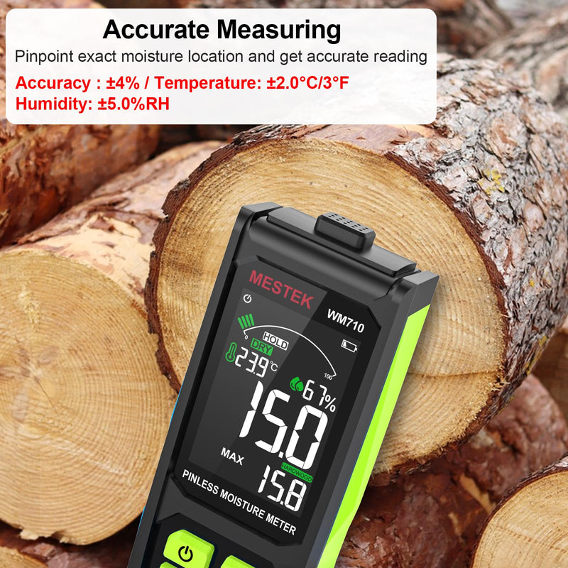 [Australia - AusPower] - Pinless Moisture Meter, MESTEK Wood Moisture Meter Digital Moisture Detector for Lumber Drywall Firewood Masonry Woodworking Plaster Floor Concrete Building with LCD Display Sound Alarm 