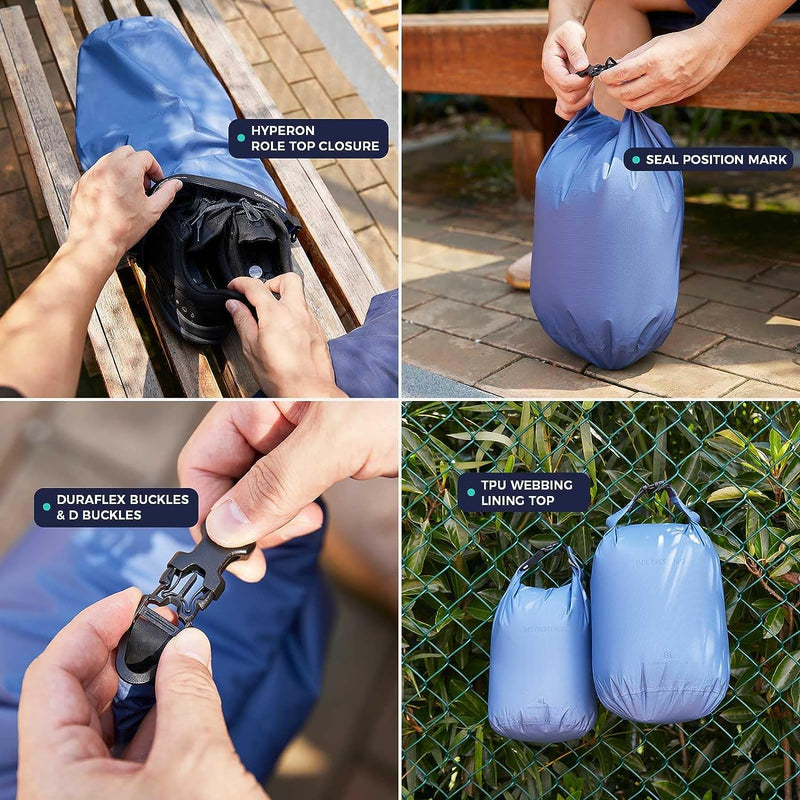 Bee Nesting Waterproof Dry Bag Lightweight Dry Sack Marine Dry Bags Suitable for swimming,kayaking,rafting boating, surfing, outdoor travel, mountaineering,hiking Blue/Green/Grey 2L 4L 8L