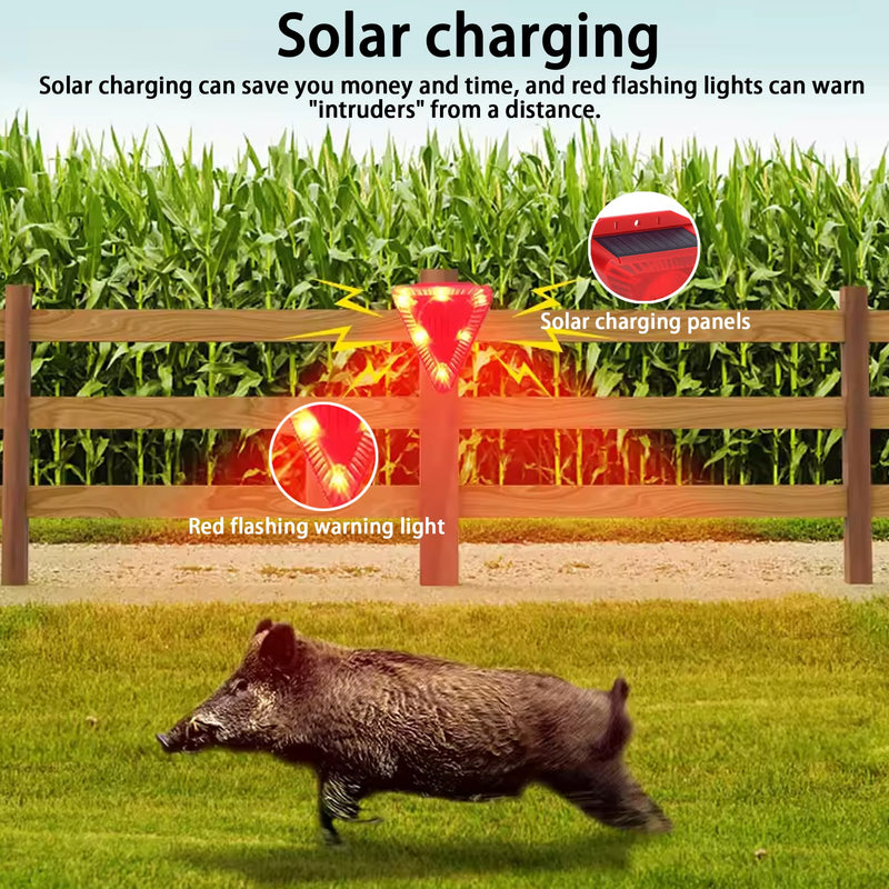 [Australia - AusPower] - Solar Sound and Light Alarm: 129db Dog Barking & Gunshot Sound,6 LEDs Flash Warning Strobe Alarm System,Siren Sound Alarm,4 Modes Warning Strobe Flashing Light 