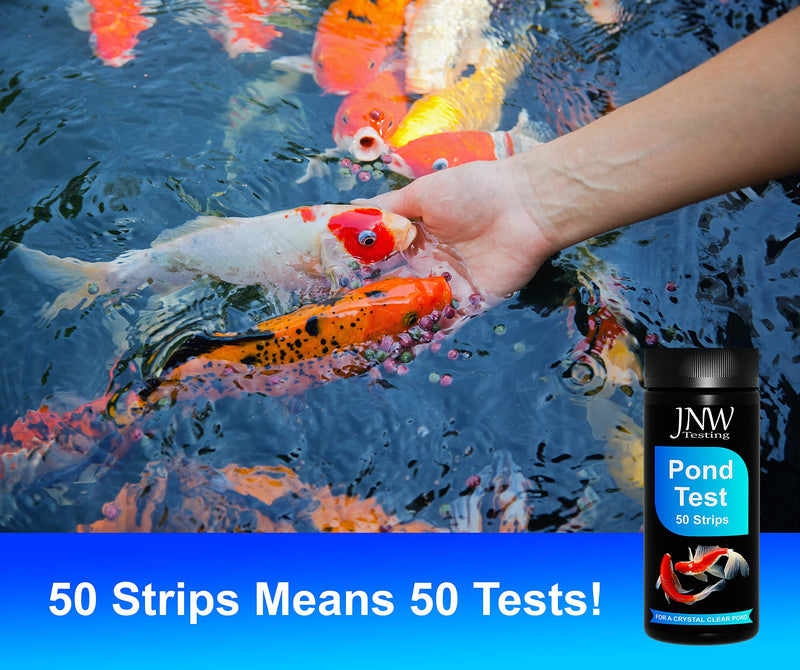 Pond Test Strips - 7-1 Pond Water Testing Kit with Ebook - Pond pH Test Kit with 50 Quick and Accurate Fish Tank Test Strips - 50 Test Strips by JNW Direct