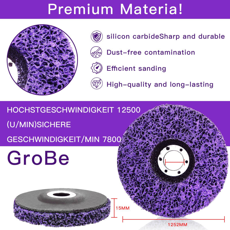 [Australia - AusPower] - CSD Sanding Disc 125 mm - 5 Pieces Purple Cleaning Disc Set, Coarse Cleaning Disc, Nylon Fabric Disc, Paint Removal Rust for Angle Grinder, Removing Paint, Rust, Welds, Oxidation 