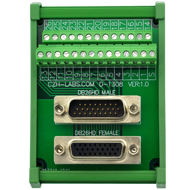 [Australia - AusPower] - DIN Rail Mount DSUB DB26HD Male/Female Header Interface Module, D-SUB Breakout Board. 