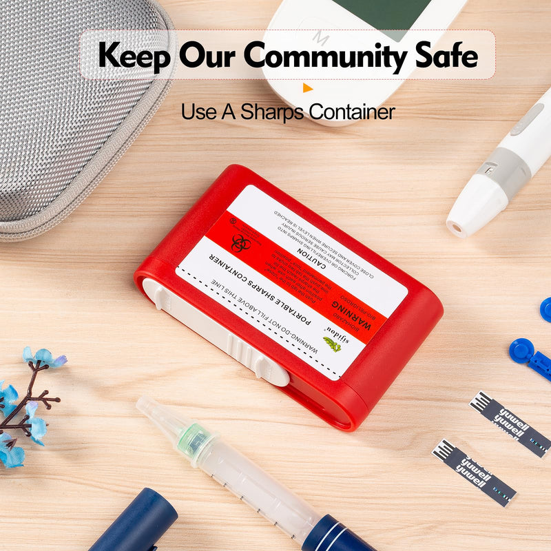 [Australia - AusPower] - Pocket Travel Sharps Container for Blood Sugar Test Strips, Needle Container for Diabetic Insulin Pen Needle，Biohazard Treatment Container，Travel and Home Use (3 Packs) 3 