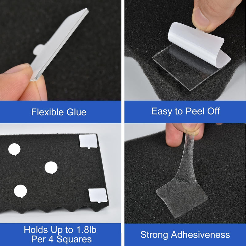 500Pcs Double Sided Tape for Acoustic Foam Panels, Removable Mounting Tape Wall Strong Adhesive Sound proofing Transparent Putty Clear Sticker Heavy Duty 1inch Round 500Pcs Round
