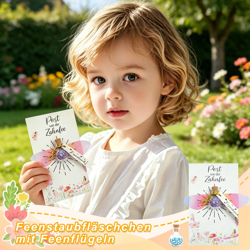 Tooth Fairy Gifts Girls with Greeting Card and Organza Bag - 10 x Magic Tooth Fairy Set with Flying Fairy, Lost Tooth Souvenir, Tooth Fairy Gift Magical Milk Tooth Surprise for Children Girls