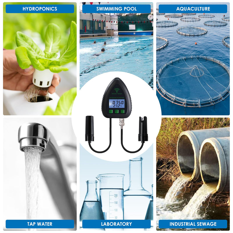 [Australia - AusPower] - 5-in-1 WiFi pH Monitor, Water Quality Tester, pH/S.G/TDS/Salt/Temperature 24/7 Online Hydroponic Monitoring WiFi Tester with Data Logging and Alarm for Aquarium Fish Pond Saltwater Pool 