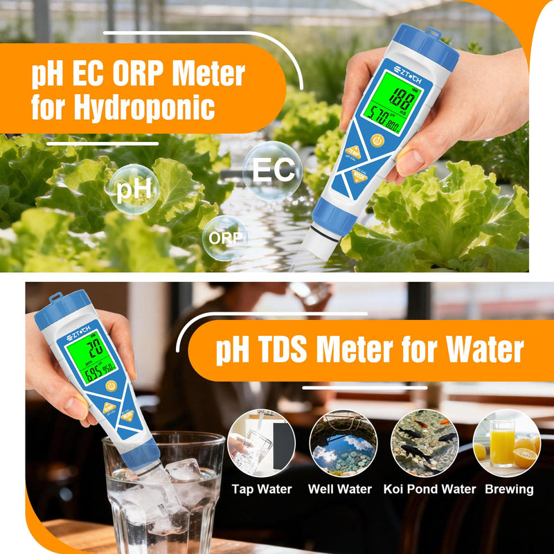pH Chlorine Tester, 8 in 1 pH&Salt Meter for Saltwater Pool, Hydrogen Water Tester, Digital pH H2 Salinity ORP Chlorine EC TDS Temp Meter for Hydrogen Water Bottle, Hydroponic, Aquarium