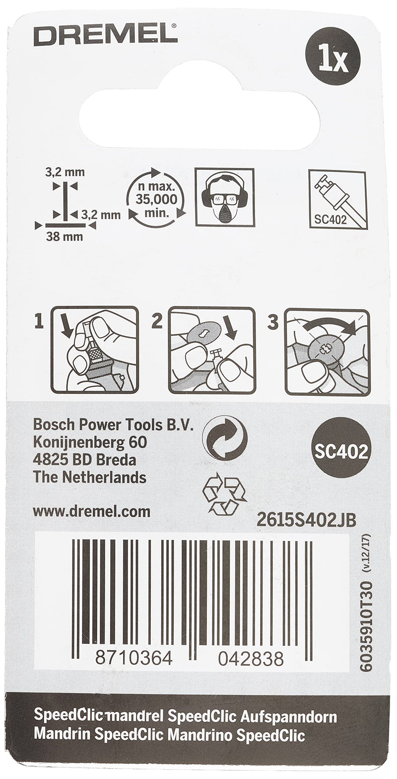 Dremel SC402 EZ SpeedClic Mandrel Accessory Kit for Multifunctional Tool with 4 Dremel Mandrels for Use of Specific Accessories such as Polishing Felts or Cutting and Sanding Discs Pack of 2