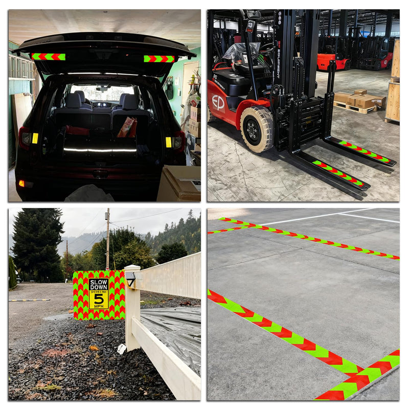 SWRT Reflective Tape Outdoor Waterproof, 2" x 30 FT Red & Green Reflective, Shining Star Heavy Duty Strong Adhesive Hazard Caution Safety Warning Conspicuity Tape for Trailer 2 Inch x 30FT