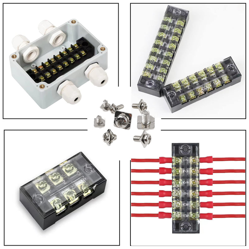 [Australia - AusPower] - 160Pcs M3 M3.5 M4 M5 Terminal Block Screws Assortment Kit with Square Washers, Nickel Plated Carbon Steel, Silver 