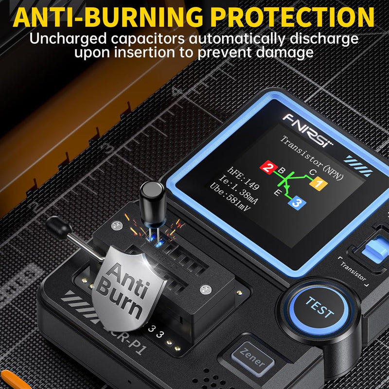 Transistor Tester, Multifunctional Portable SMD Component Tester Diodes Triodes Zener Diode Tester, Resistance Inductance Battery Tester, LCR Meter/MOS/PNP/NPN/ESR Meter