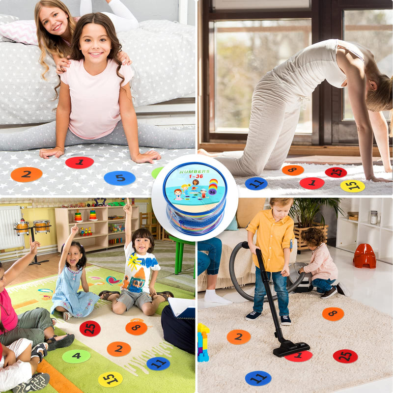 [Australia - AusPower] - Carpet Markers with Numbers 1-36 for Classroom Supplies Teachers and Kids, 36 Pack 4" Floor Dots Rug Circles Marker Spot for Elementary Preschool Kindergarten 