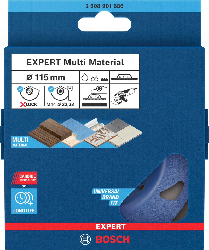 [Australia - AusPower] - Bosch 1 x Expert Multi Material Carbide Cup Wheel Fine (for Paint on Wood, Diameter 115 mm, Fine, Professional Accessories, Small Angle Grinder) 