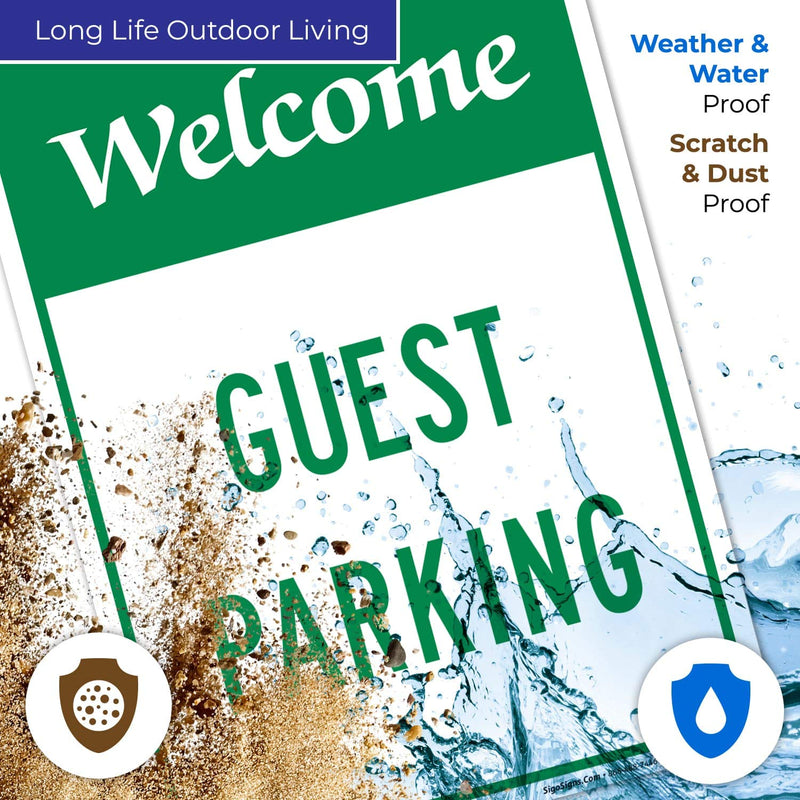 Welcome Guest Parking Sign, (SI-806) Large 12x18 Rust Free .63 Aluminum, Weather/Fade Resistant, Easy Mounting, Indoor/Outdoor Use, Made in USA