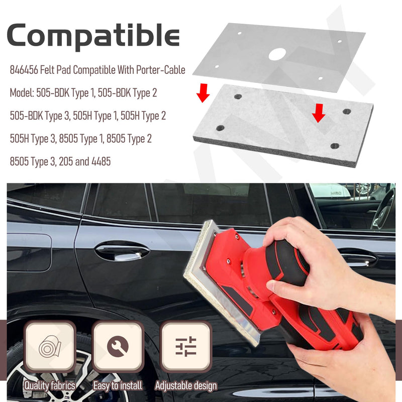 [Australia - AusPower] - 846456 Replacements Sander Backing Plate/Felt Pad, Compatible with Porter-Cable 505-Bdk, 505H, 8050,205 and 4485 