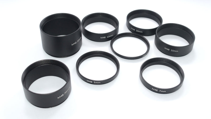 8PCS M48x0.75 Telescope Extension Tube Set,M48 Extension Tube Kit Length 3mm 5mm 7mm 10mm 12mm 15mm 20mm 30mm Extending for Astronomical Telescope Photography