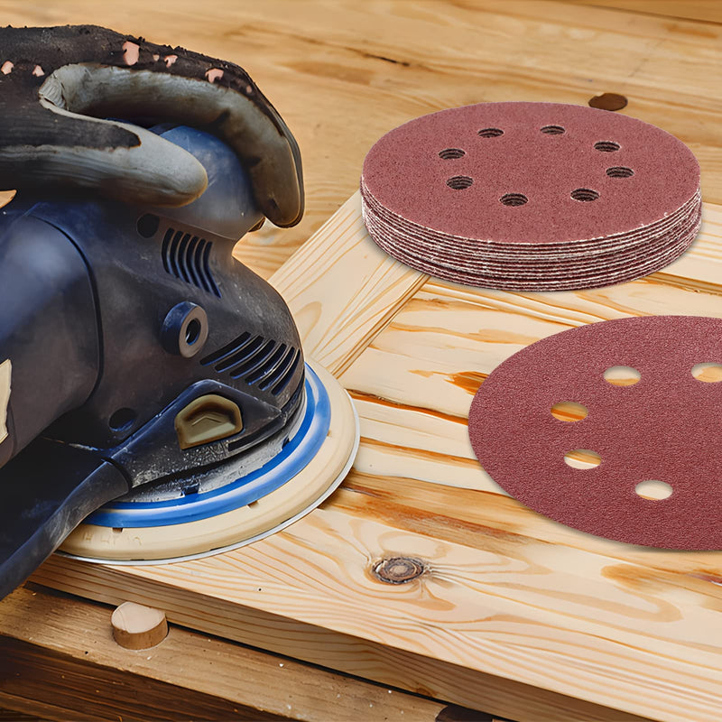[Australia - AusPower] - ZEHIQ Sandpaper 125 mm Velcro 180 Grit, Pack of 50 8 Hole Round Sandpaper, 8 Hole Sanding Discs, Aluminium Oxide Sandpaper, Round Sanding Pads for Random Orbital Sanders 50 pieces, 180 grit 